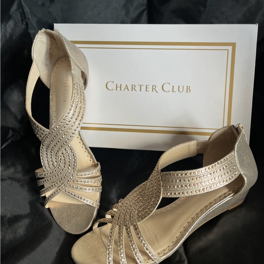 New! Strappy Wedge Women's Platino Sandals